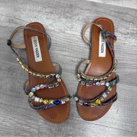 Steve Madden Jewel Sandals Blazzzed Flats Size 8 - Picture 6 of 8